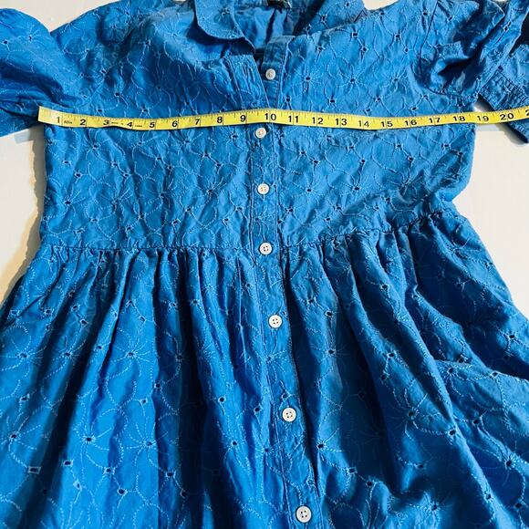 J. Crew Eyelet Button Up Long Sleeve Dress Size 4 Blue - Picture 8 of 10
